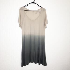 Natural Life tan gray ombre raw distressed trim dress size Large